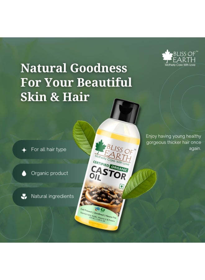 Bliss of Earth Cold Pressed Castor Oil For Hair 100ml | 100% Pure Natural Castor Hair Oil | Thick Hair & Scalp Care Oil | Eyebrow & Eyelash Oil | Hexane Free | - Image 3
